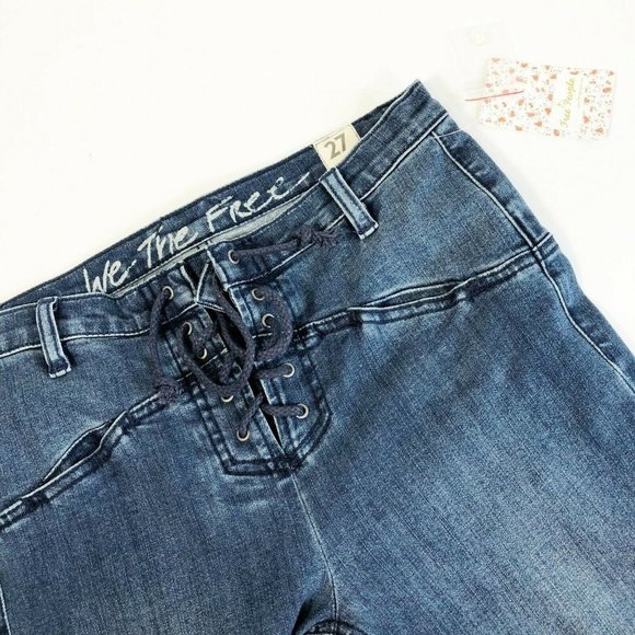 Free People Denim - Free People Eva Lace-Up Jeans 27 Baltic Blue Moder